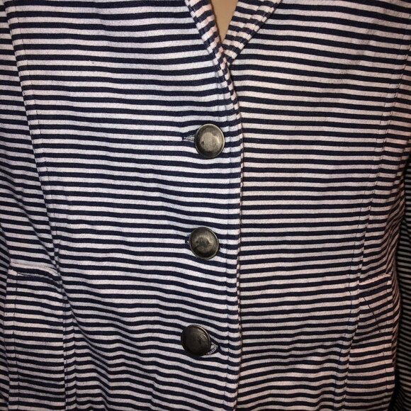 HURLEY Juniors XL X Large Casual Blazer Jacket White & Blue Nautical Striped - Picture 4 of 9